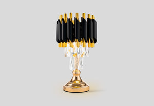 Opulent Noir Crystal Lamp